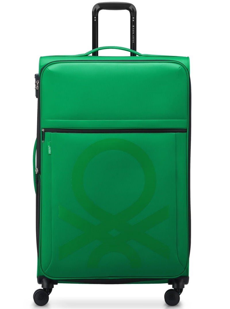 UNITED COLORS OF BENETTON Color Block 81 Cm 4-Double Wheeled Softside Expandable Check-In Luggage Trolley Case - Green - Image 1